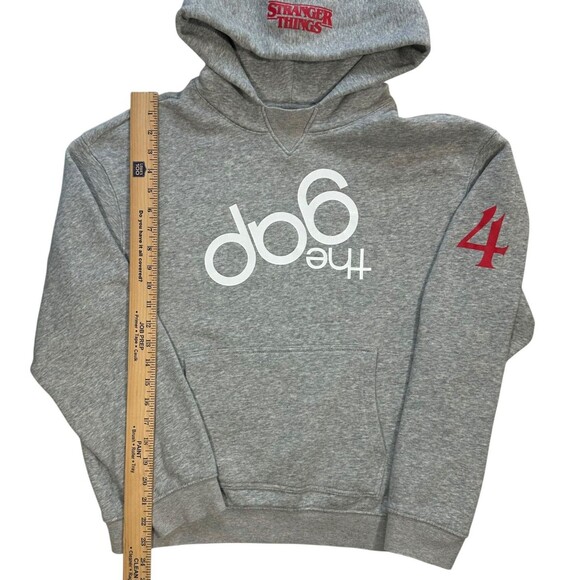 Gap x Stranger Things Adult Upside Down Gap Logo Hoodie Heather Grey Size XS - Picture 7 of 12